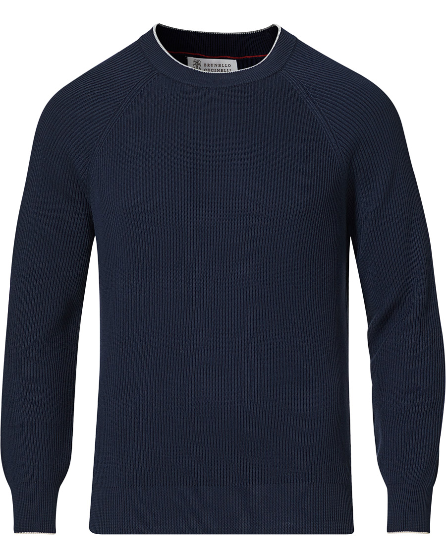 Herren | Pullover | Brunello Cucinelli | Rib Stitch Navy