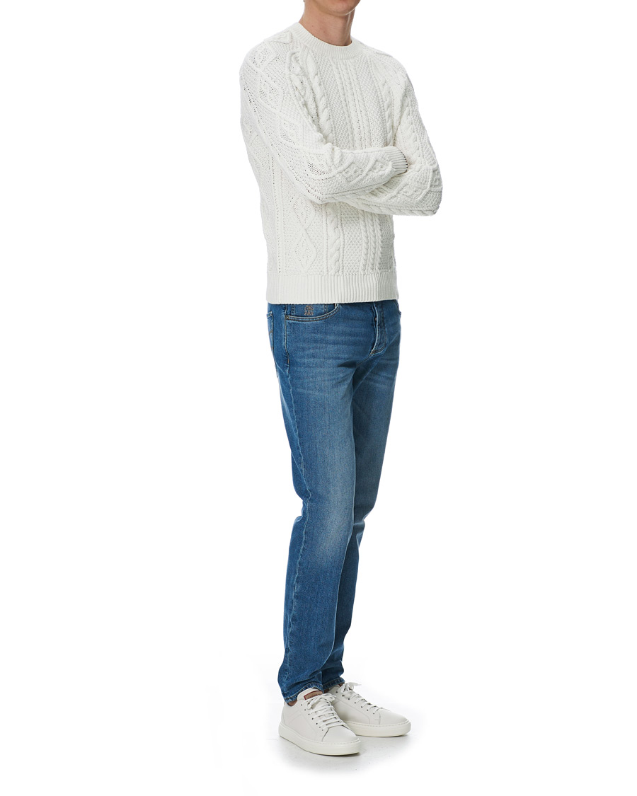 Herren | Pullover | Brunello Cucinelli | Cotton Aran Cable Sweater Off White