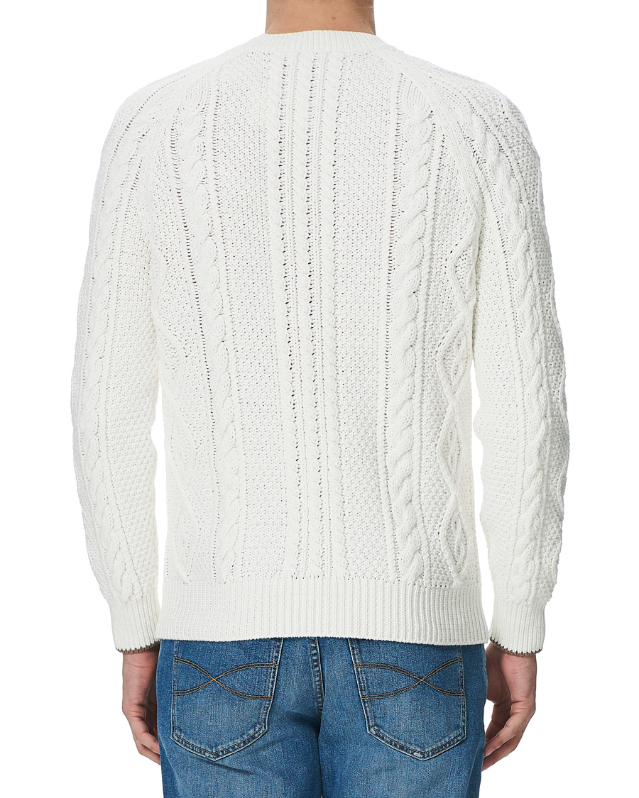 Herren | Pullover | Brunello Cucinelli | Cotton Aran Cable Sweater Off White