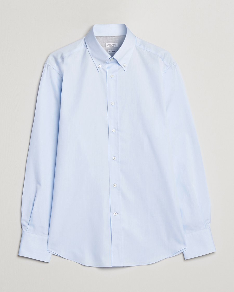 Herren | Hemden | Brunello Cucinelli | Slim Fit Twill Button Down Shirt Light Blue