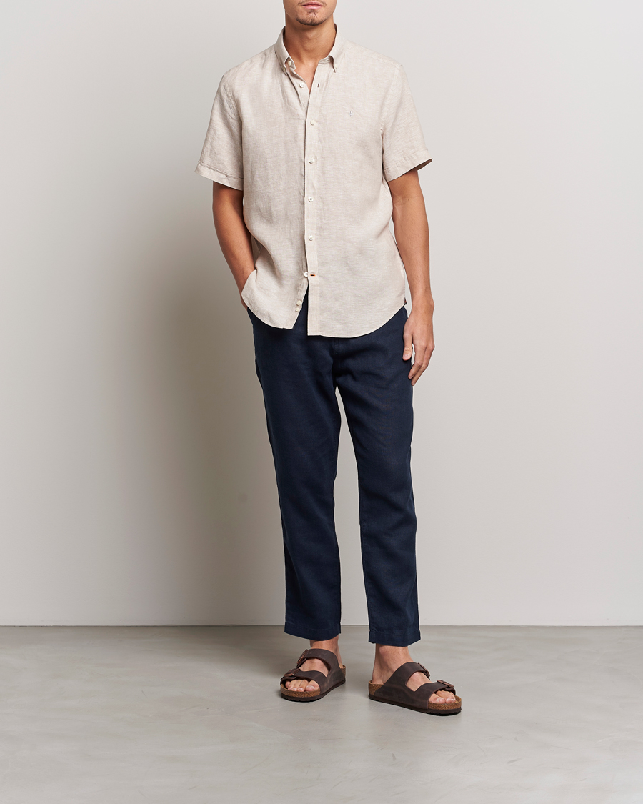 Herren | Hemden | Morris | Douglas Short Sleeve Linen Shirt Khaki
