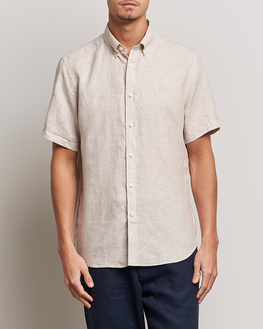 Herren | Freizeithemden | Morris | Douglas Linen Short Sleeve Shirt Khaki