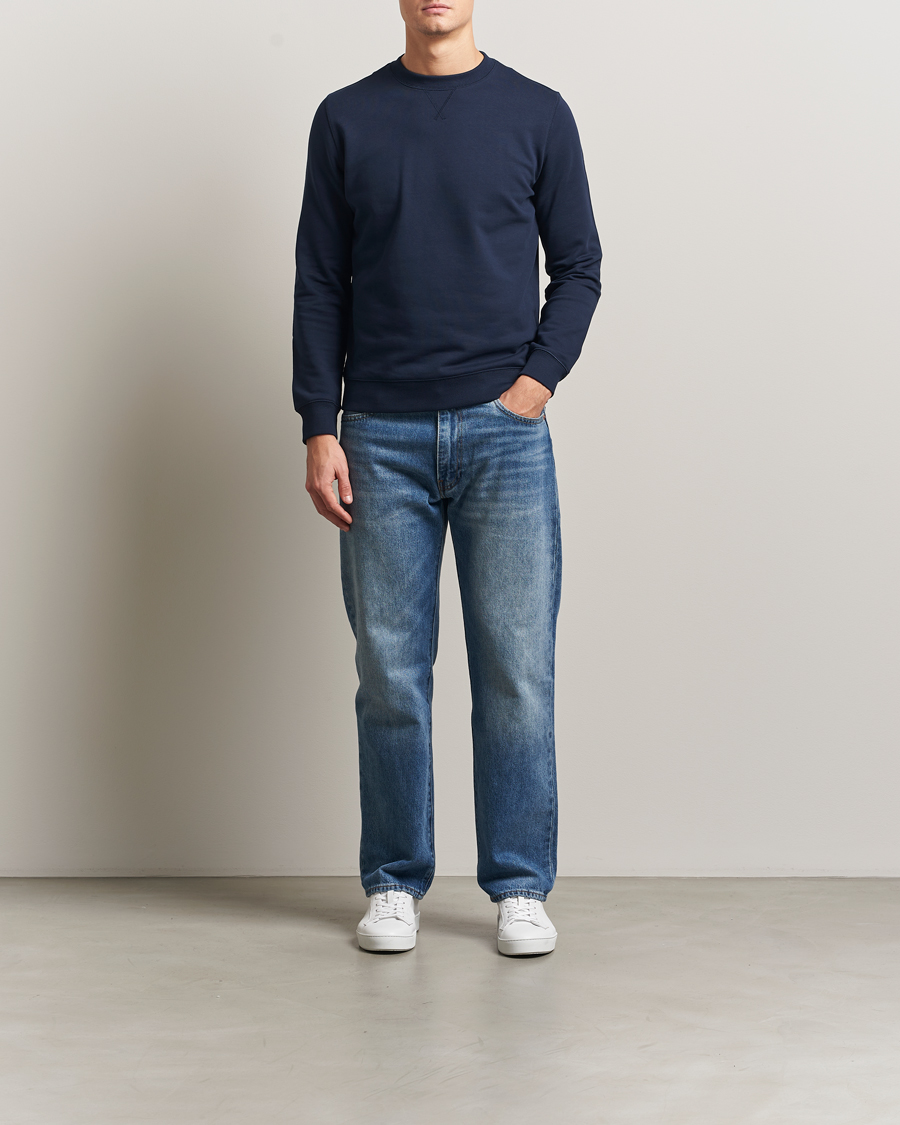 Herren | Pullover | Stenströms | Cotton Collage Crew Neck Navy