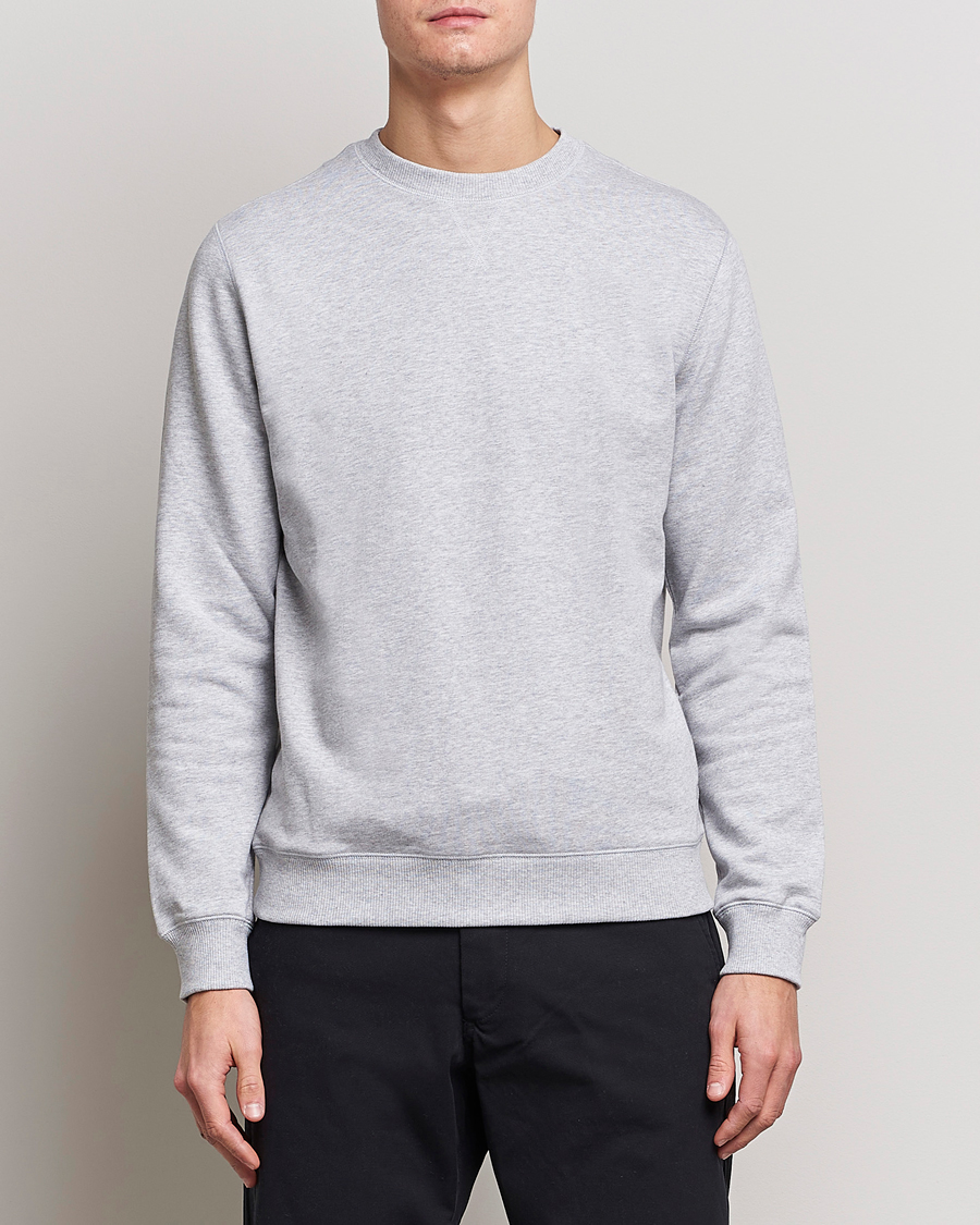Herren | Sweatshirts | Stenströms | Cotton Collage Crew Neck Grey Melange