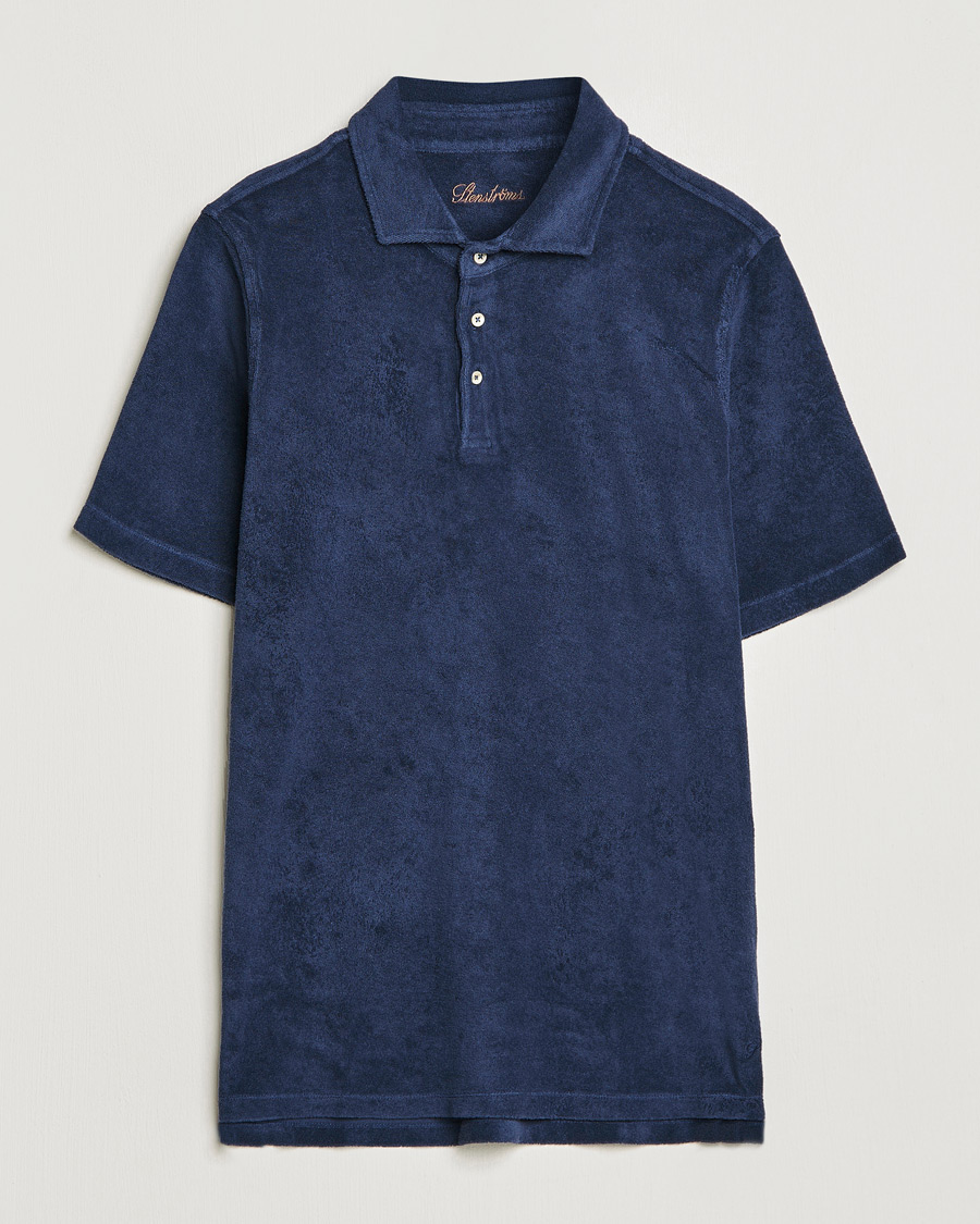 Herren | Poloshirts | Stenströms | Terry Cotton Poloshirt Navy