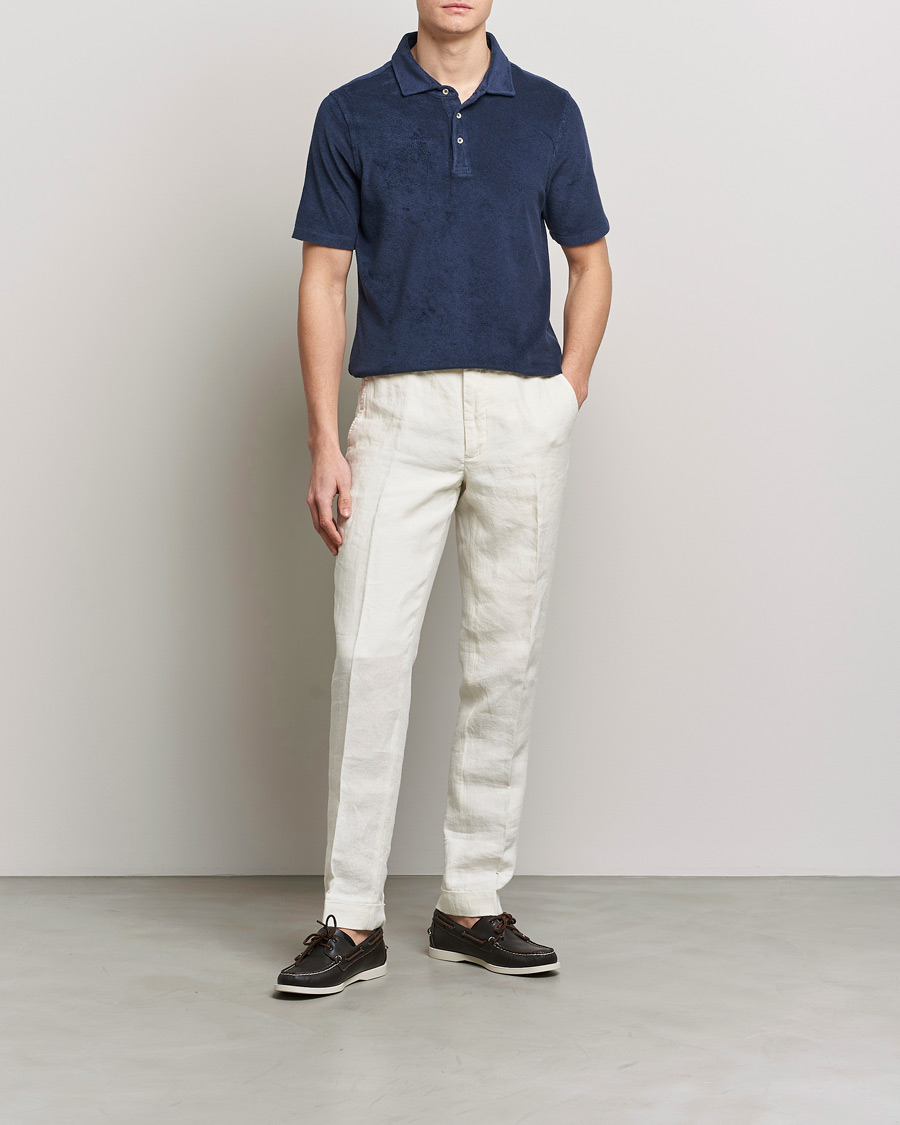 Herren | Poloshirts | Stenströms | Terry Cotton Poloshirt Navy