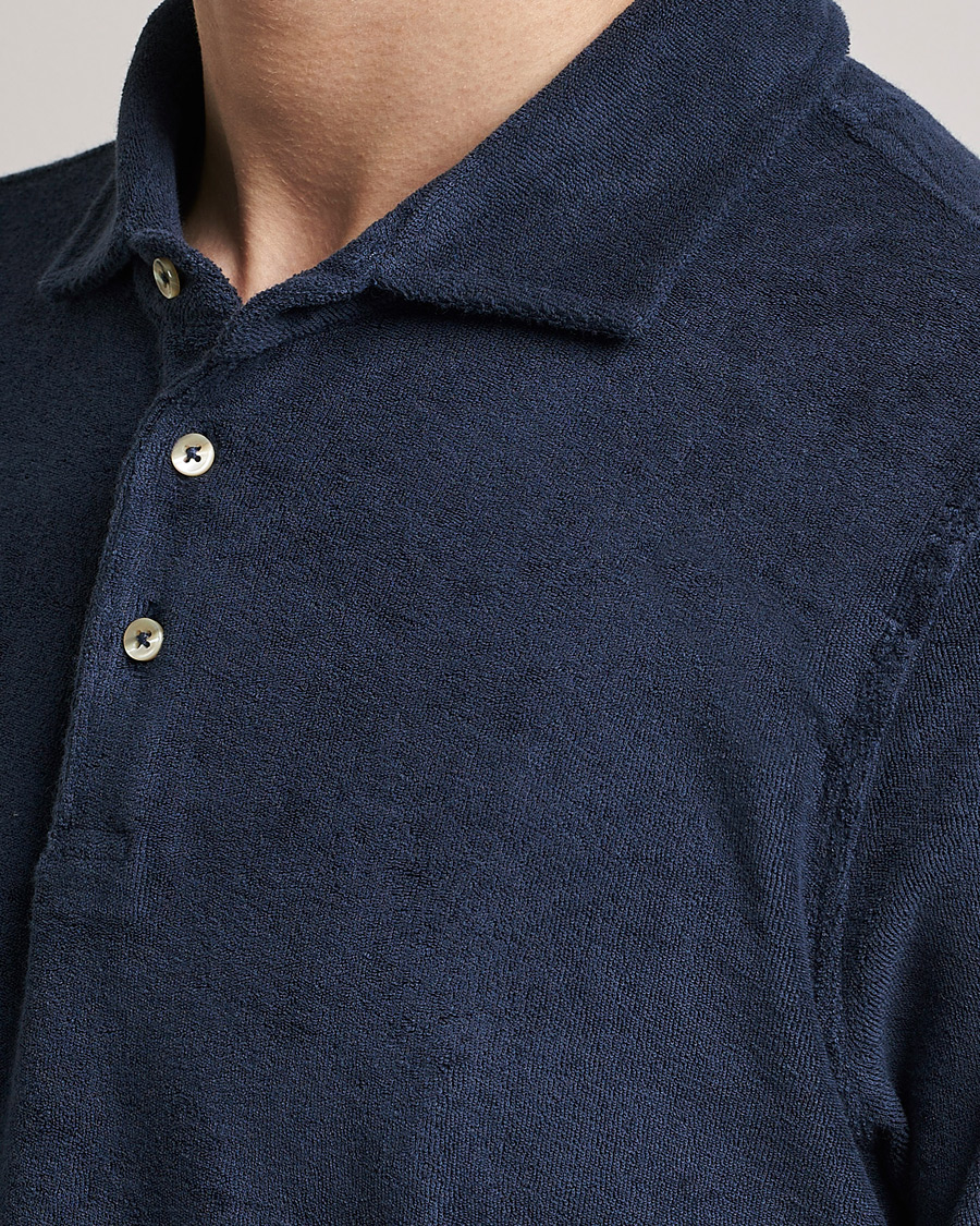 Herren | Poloshirts | Stenströms | Terry Cotton Poloshirt Navy
