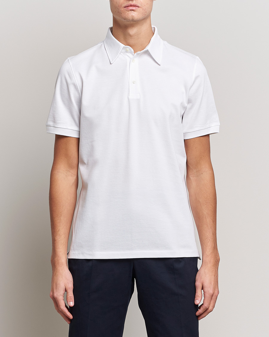 Herren | Kurzarm-Poloshirts | Stenströms | Cotton Polo Shirt White