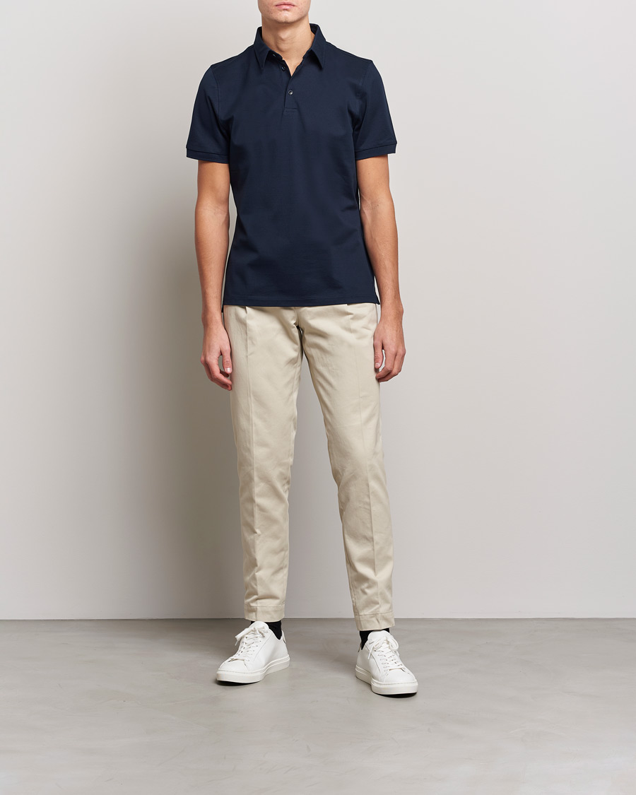 Herren | Poloshirts | Stenströms | Cotton Polo Shirt Navy