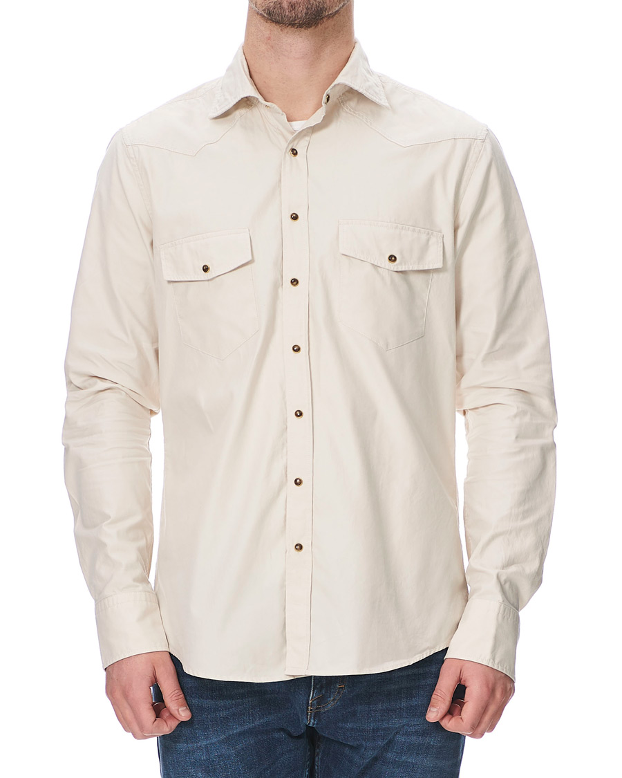 Herren | Hemden | Stenströms | Slimline Twill Western Shirt Beige