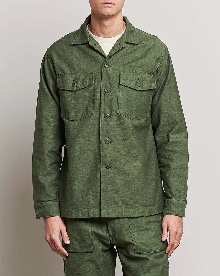 Herr | Avdelningar | orSlow | Cotton Sateen US Army Overshirt Green