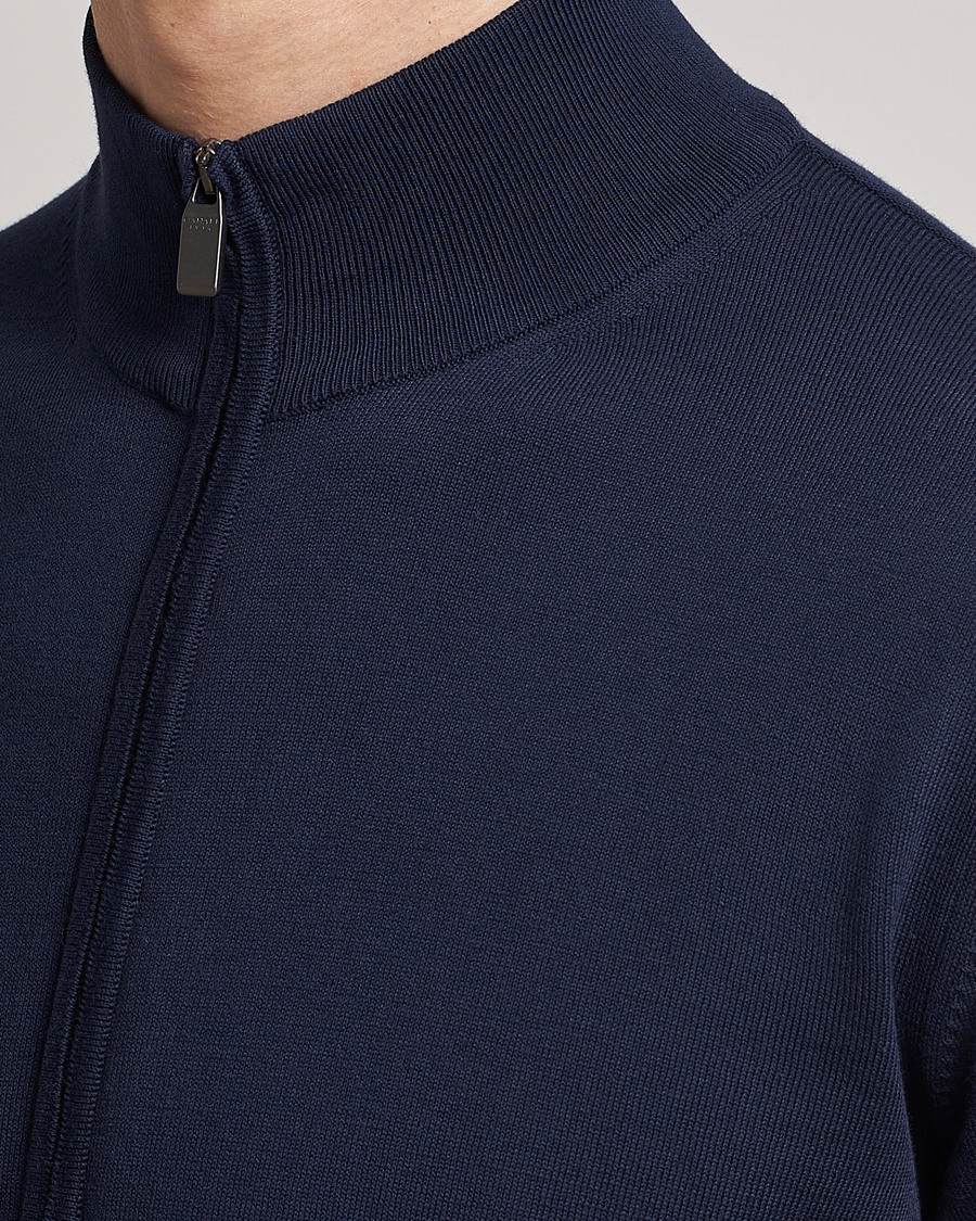 Herren | Pullover | Canali | Cotton Full Zip Sweater Navy