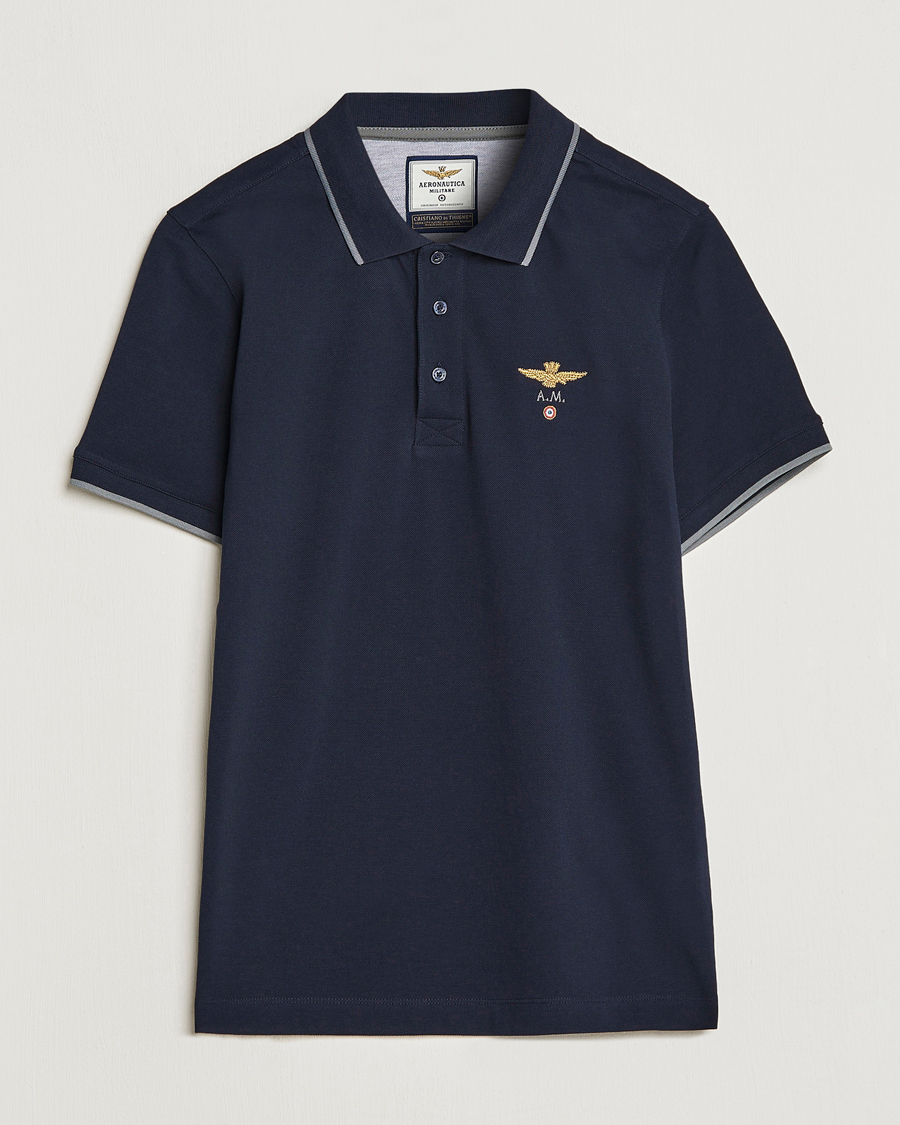 Herren | Poloshirts | Aeronautica Militare | Garment Dyed Cotton Polo Navy