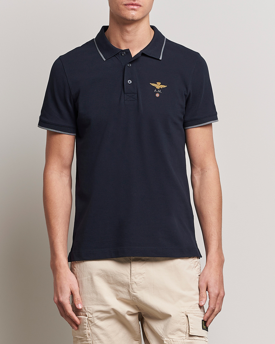 Herren | Poloshirts | Aeronautica Militare | Garment Dyed Cotton Polo Navy