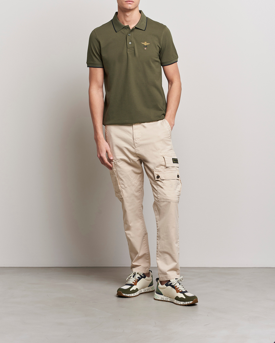 Herren | Poloshirts | Aeronautica Militare | Garment Dyed Cotton Polo Green