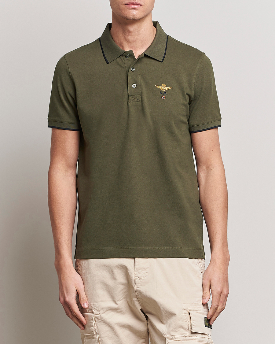 Herren | 30% sale | Aeronautica Militare | Garment Dyed Cotton Polo Green