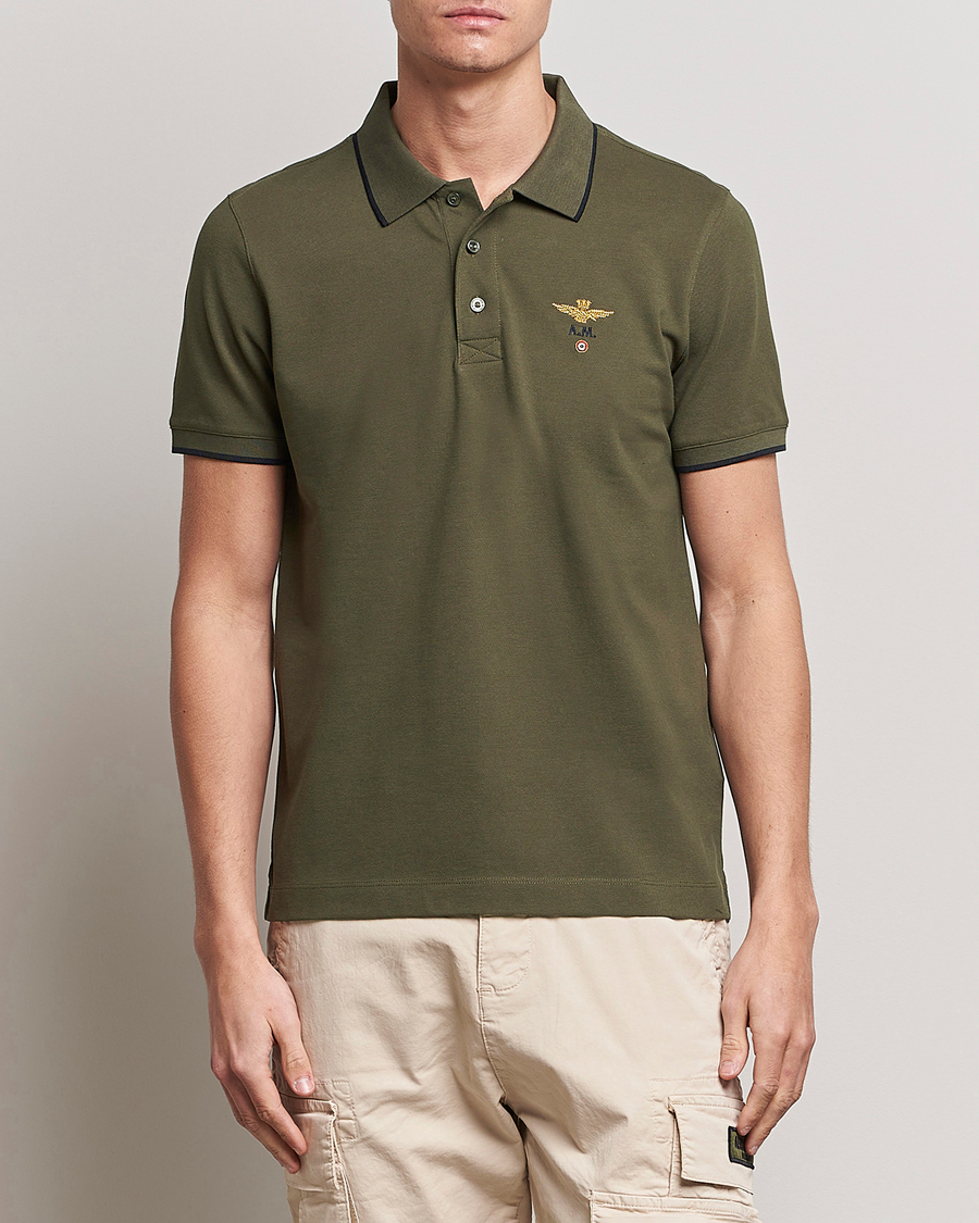 Herren | Poloshirts | Aeronautica Militare | Garment Dyed Cotton Polo Green