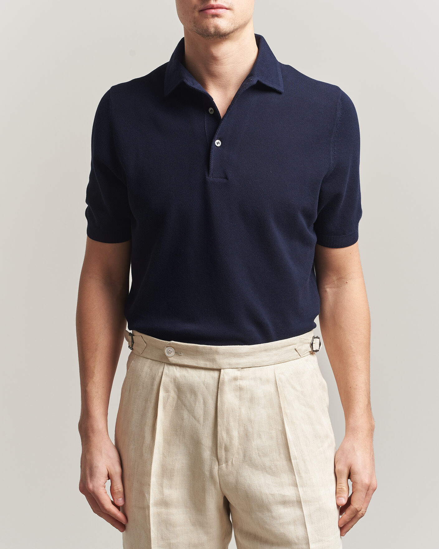 Herren | Poloshirts | Gran Sasso | Structured Cotton Polo Navy
