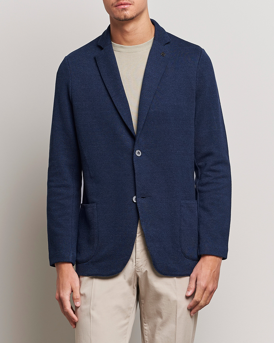 Herren | Kleidung | Gran Sasso | Structured Cotton/Linen Blazer Navy