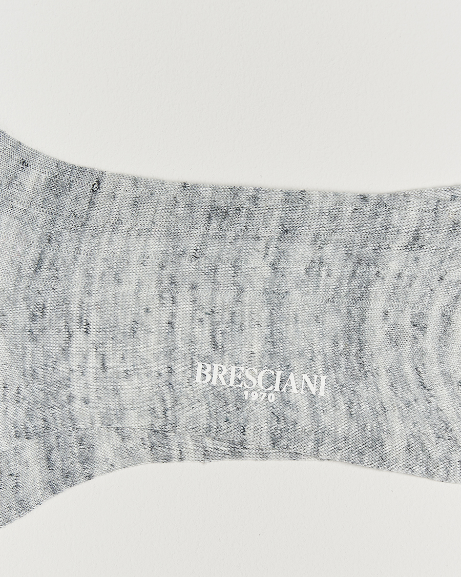 Herren | Unterwäsche | Bresciani | Linen Ribbed Short Socks Off White