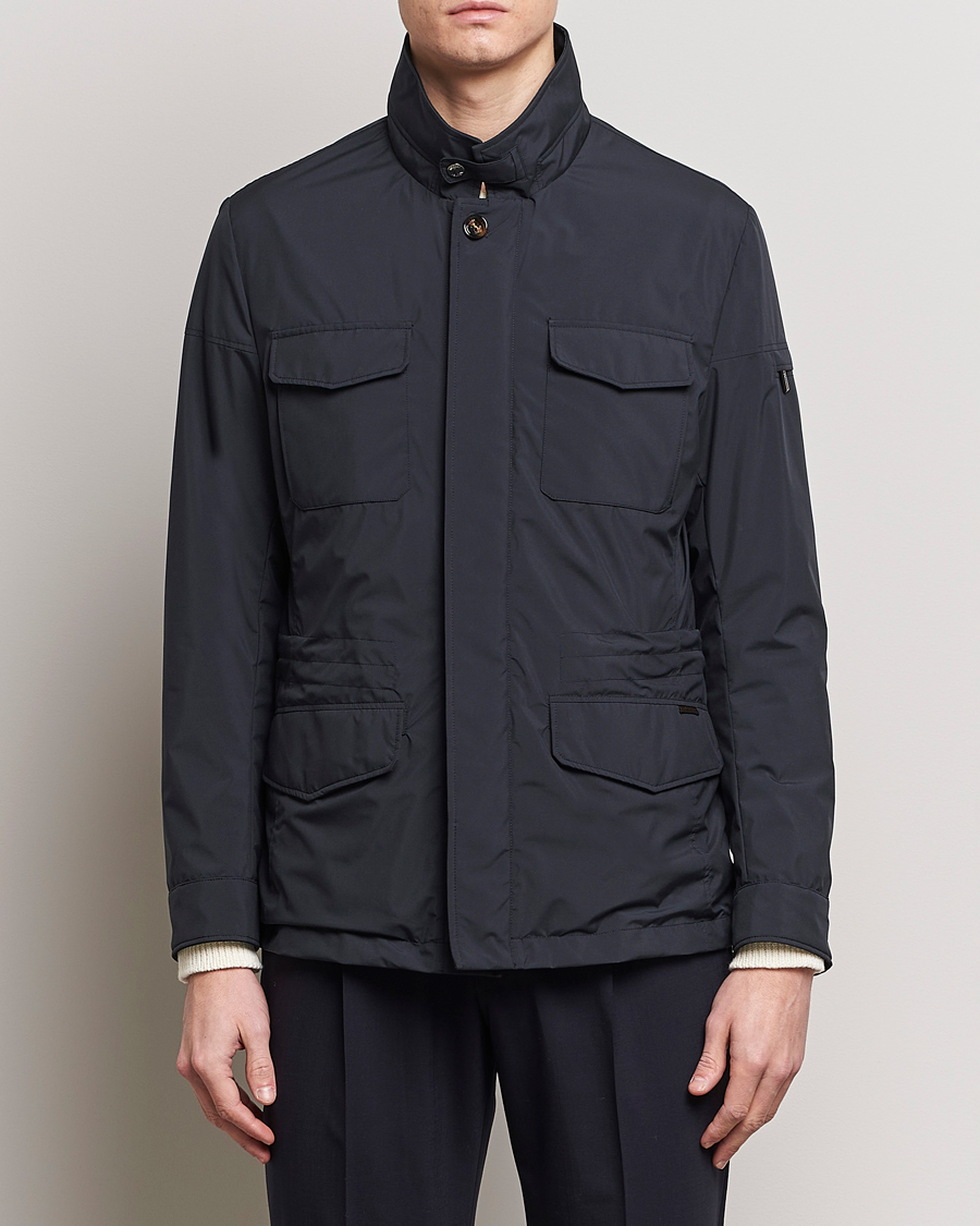 Herren | Stilvolle Jacken | MooRER | Waterproof Nylon Field Jacket Navy