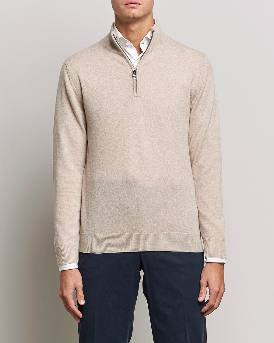 Herren | Kleidung | Piacenza Cashmere | Cashmere Half Zip Sweater Beige