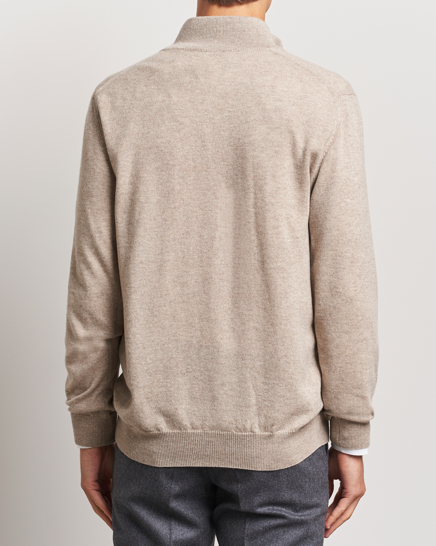 Herren | Pullover | Piacenza Cashmere | Cashmere Half Zip Sweater Beige