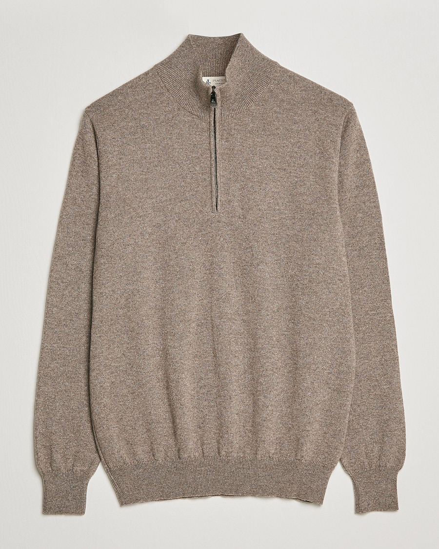 Herren | Pullover | Piacenza Cashmere | Cashmere Half Zip Sweater Brown
