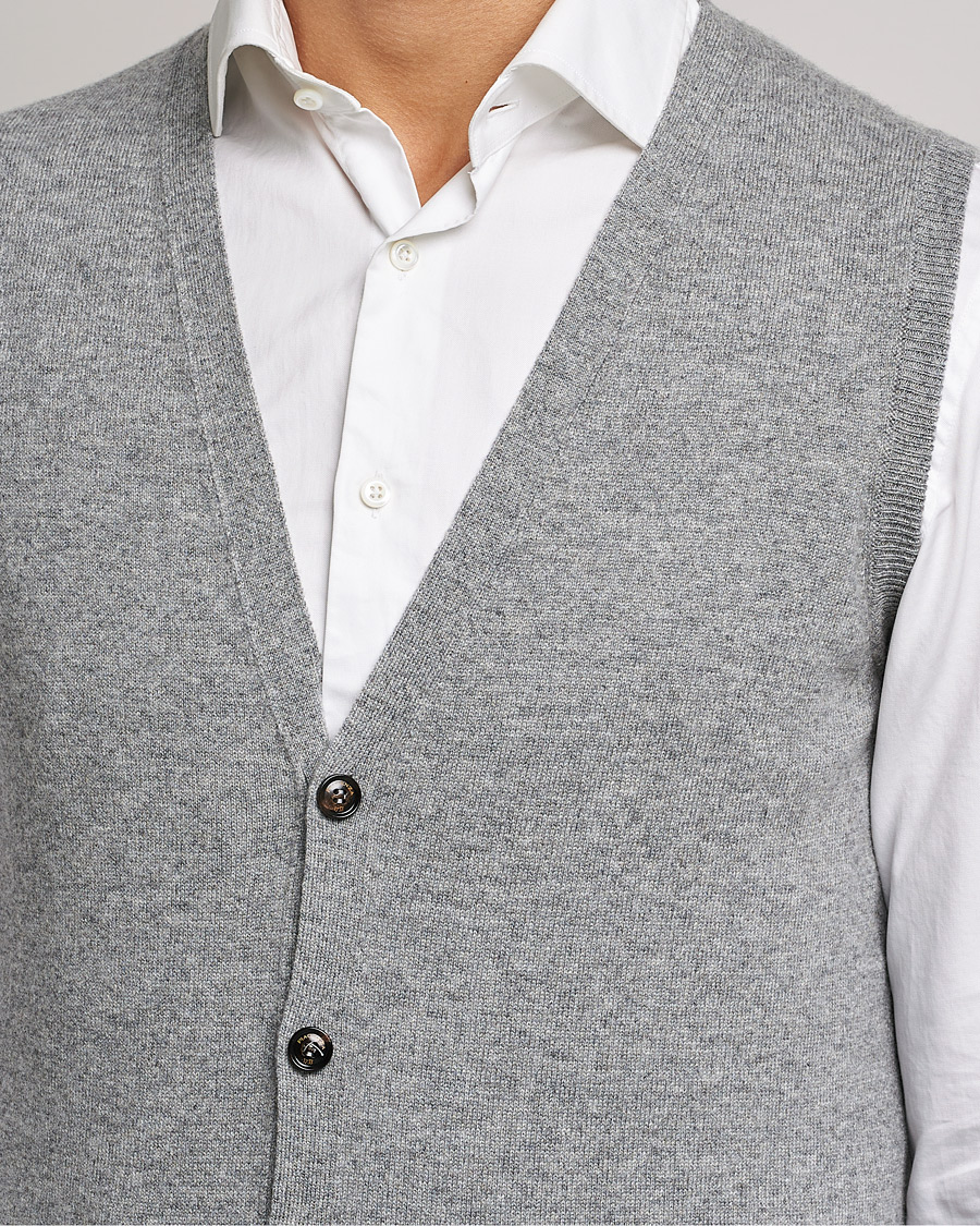 Herren | Pullover | Piacenza Cashmere | Cashmere Sleeveless Cardigan Light Grey
