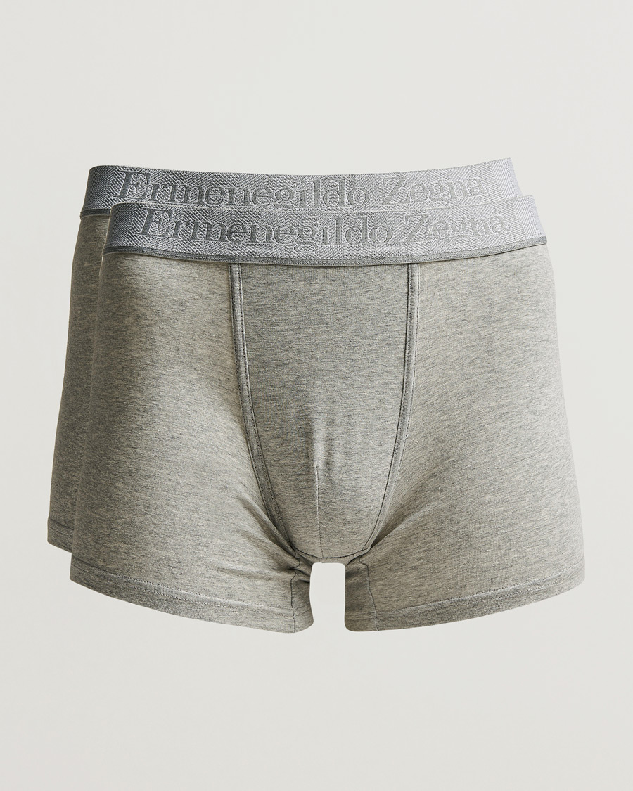 Herren | Unterwäsche | Zegna | Cotton Stretch Boxer Bi-Pack Grey Heather