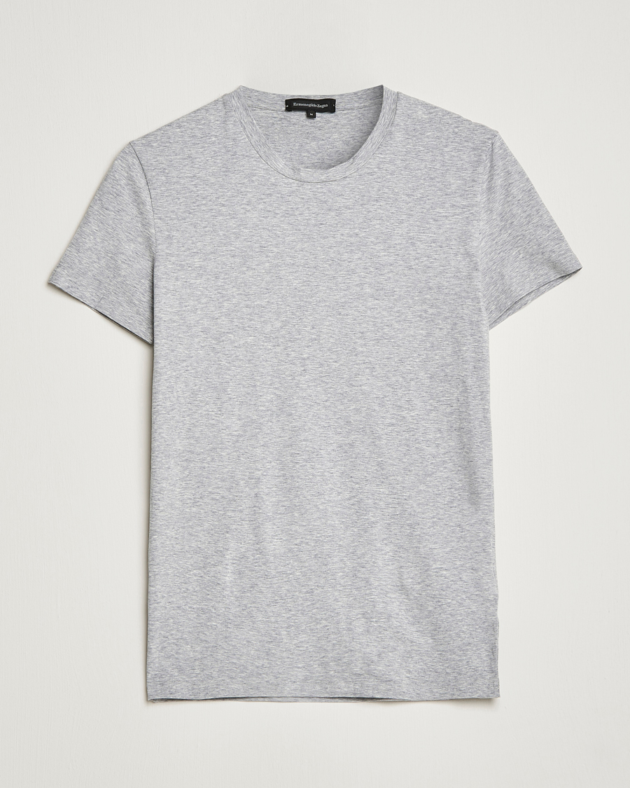Herren | T-Shirts | Zegna | Cotton Stretch Crew Neck T-Shirt Grey Heather