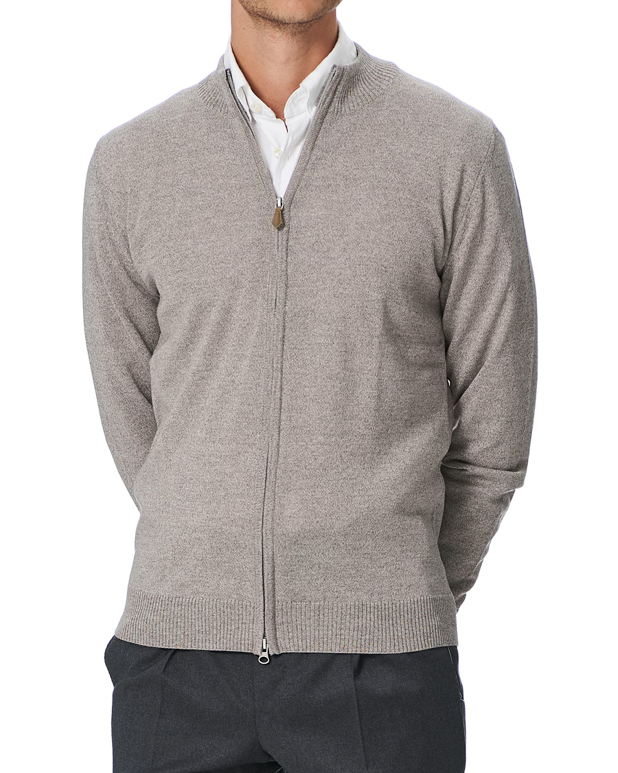 Herren | Pullover | Stenströms | Merino Full Zip Greige