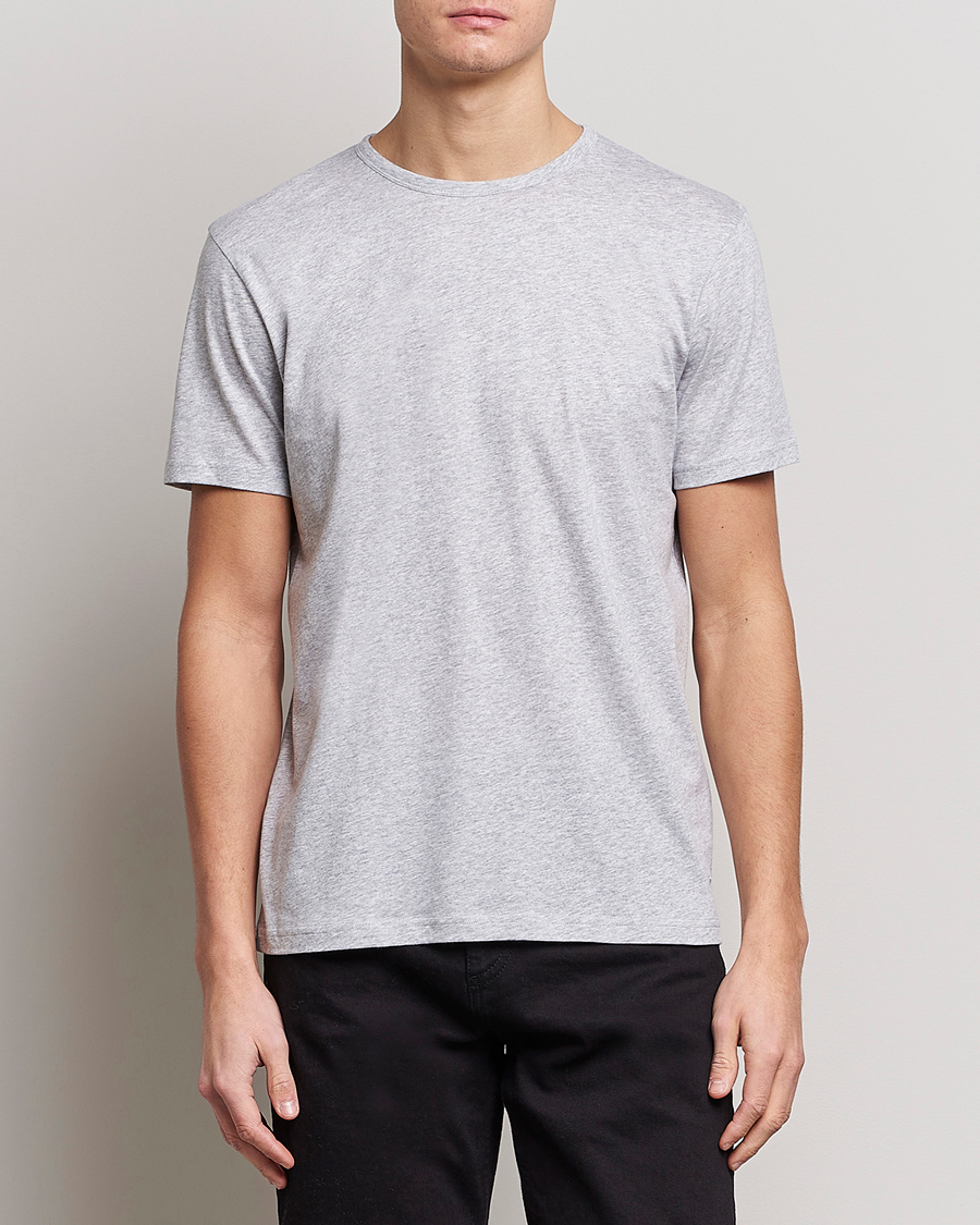 Herren | Kurzarm T-Shirt | Stenströms | Solid Cotton T-Shirt Grey Melange