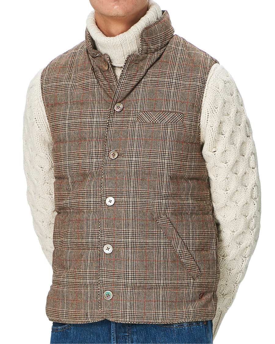 Herren | Jacken | Stenströms | Quilted Check Wool Vest Brown