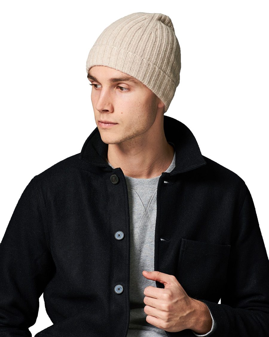 Herren | Stenströms Ribbed Cashmere Hat Beige | Stenströms | Ribbed Cashmere Hat Beige