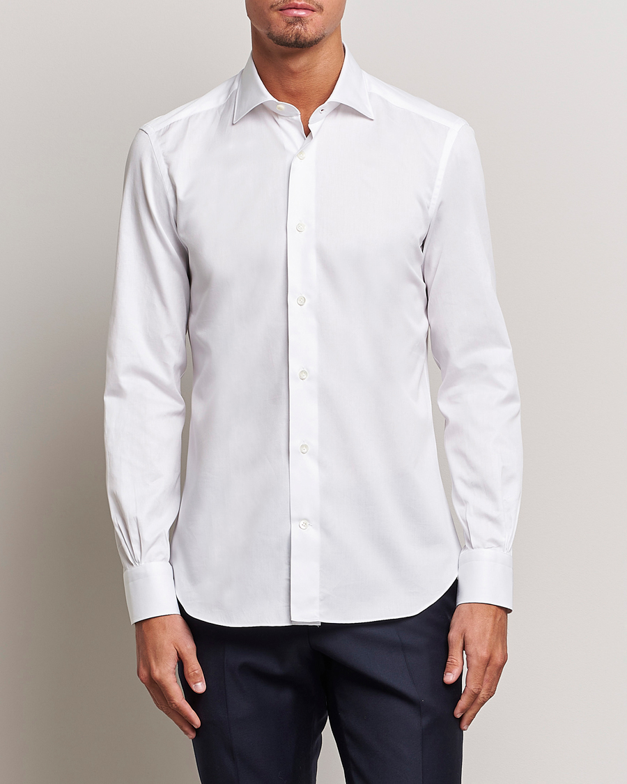 Herren | Kategorie | Mazzarelli | Soft Cotton Cut Away Shirt White
