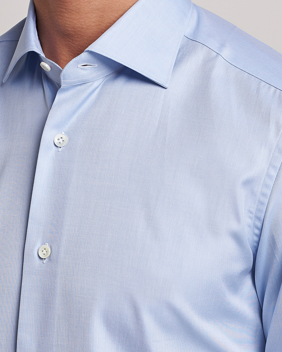 Herren | Hemden | Mazzarelli | Soft Cotton Cut Away Shirt Light Blue