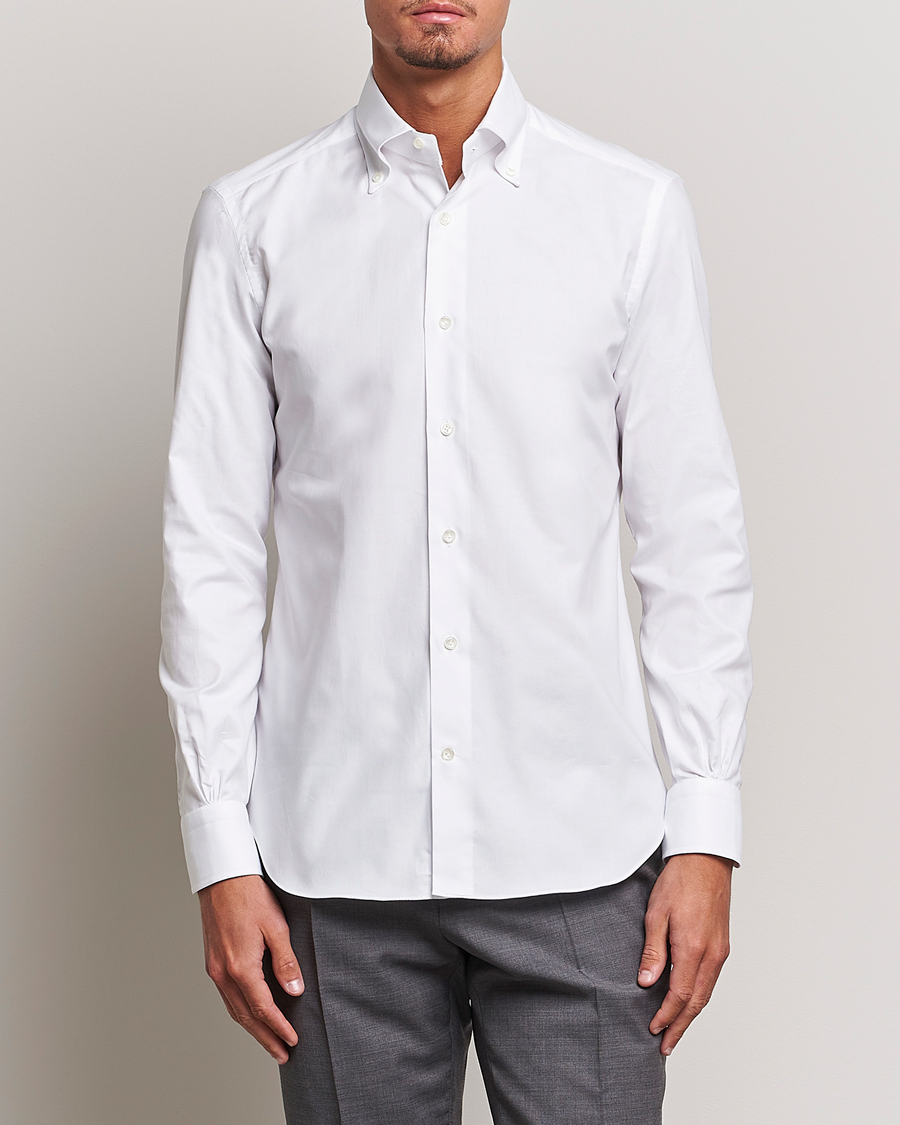 Herren | Hemden | Mazzarelli | Soft Oxford Button Down Shirt White