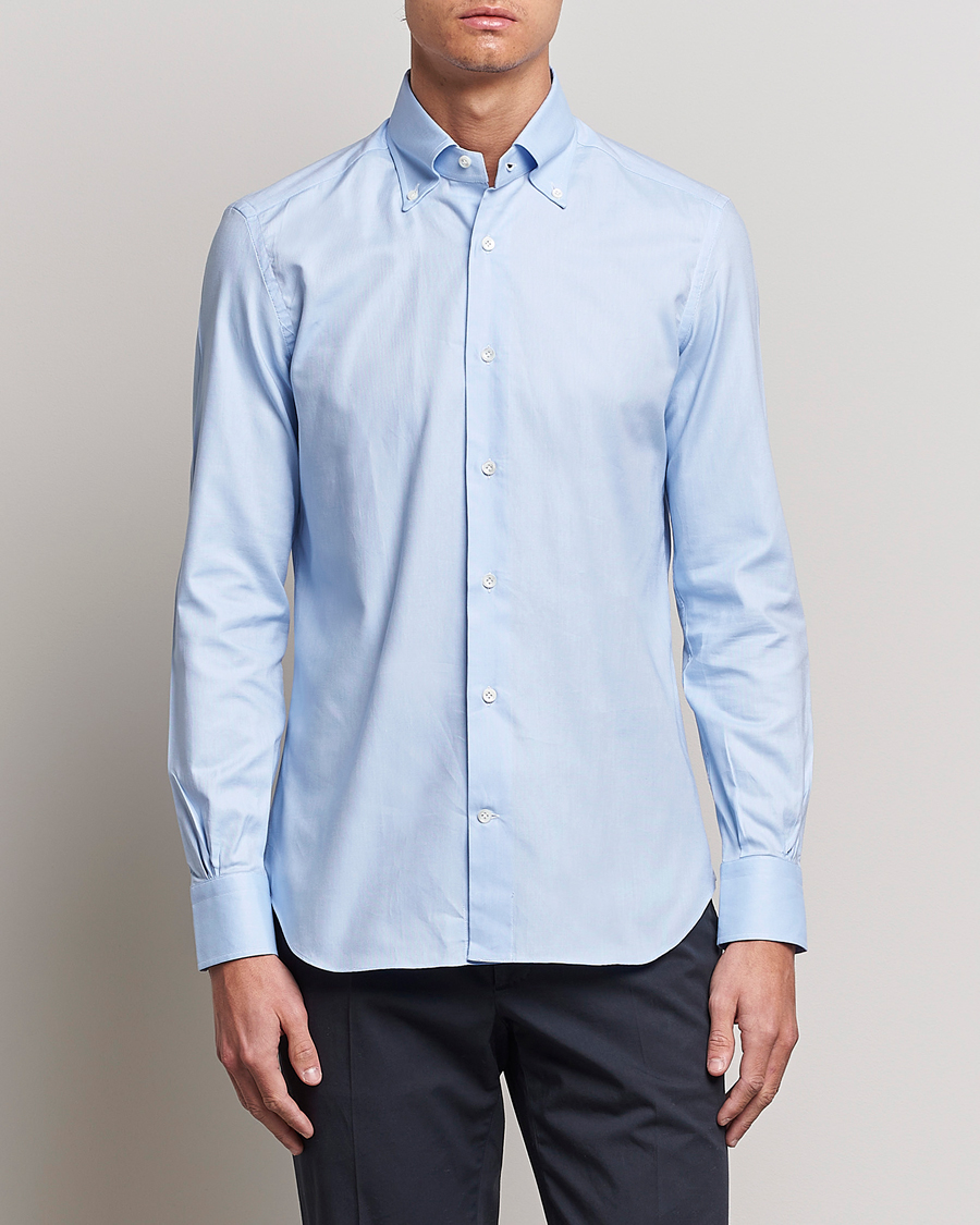 Herren | Freizeithemden | Mazzarelli | Soft Oxford Button Down Shirt Light Blue