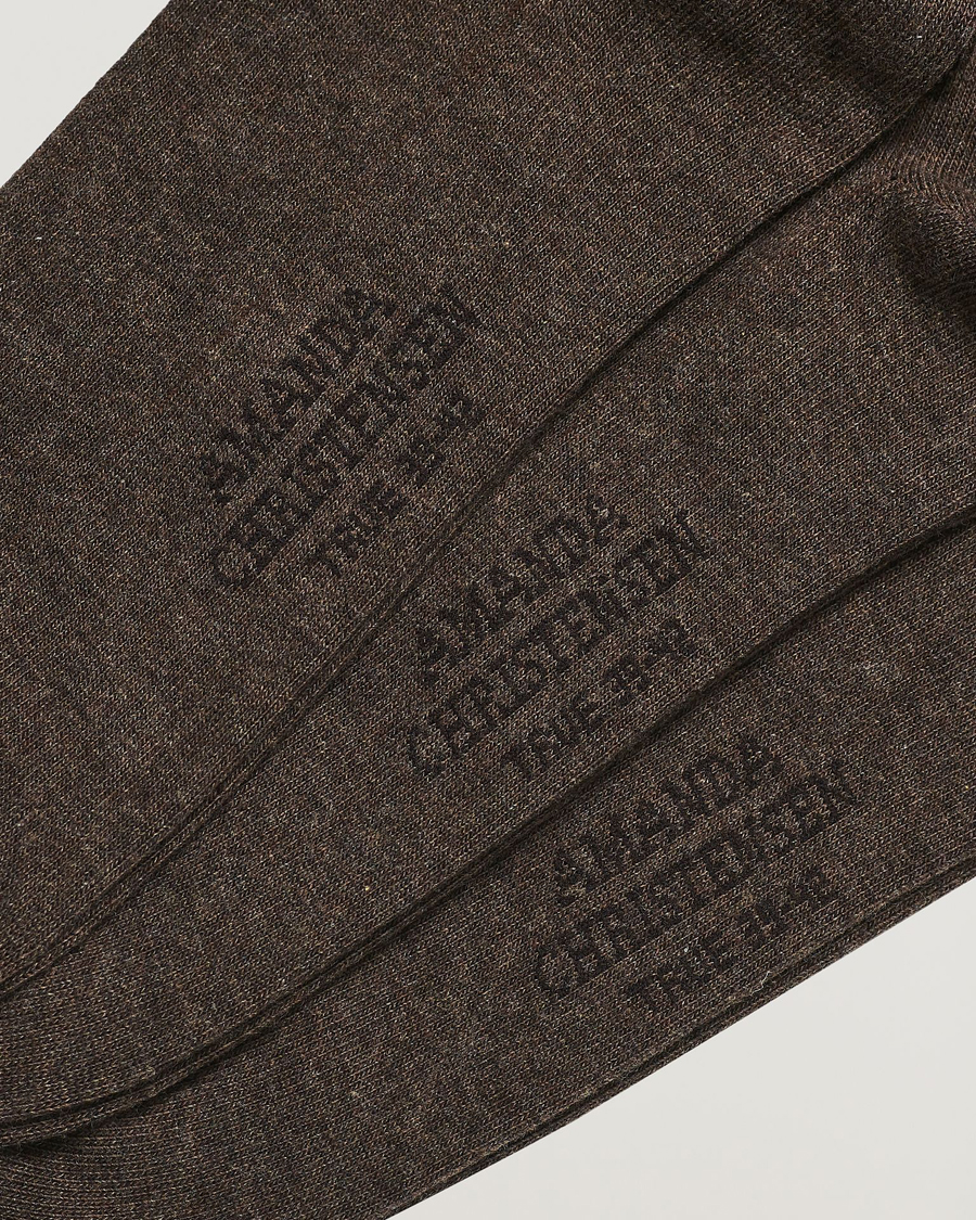 Herr | Amanda Christensen | Amanda Christensen | 3-Pack True Cotton Socks Brown Melange