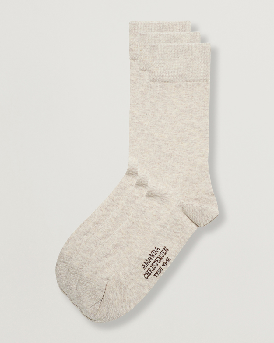 Herren | Unterwäsche | Amanda Christensen | 3-Pack True Cotton Socks Sand Melange