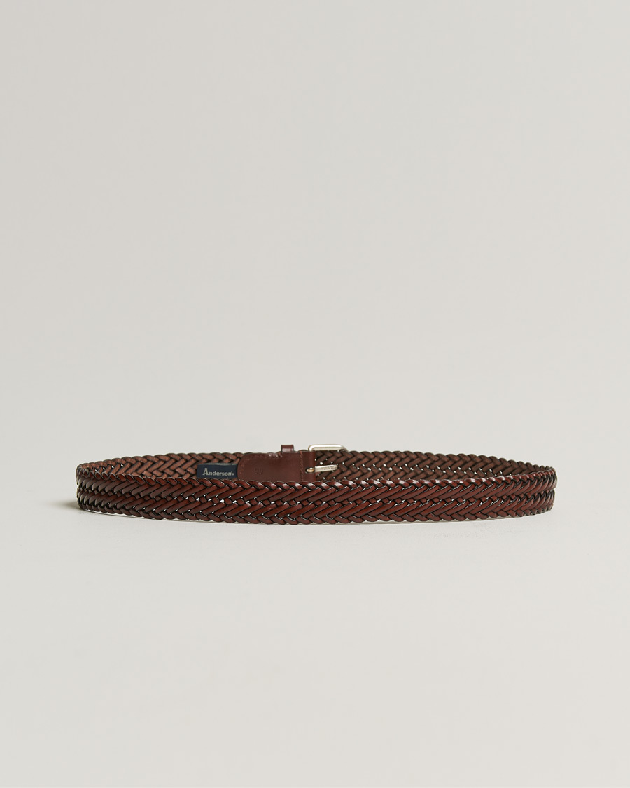 Men | Belts | Anderson\'s | Woven Leather Belt 3 cm Cognac