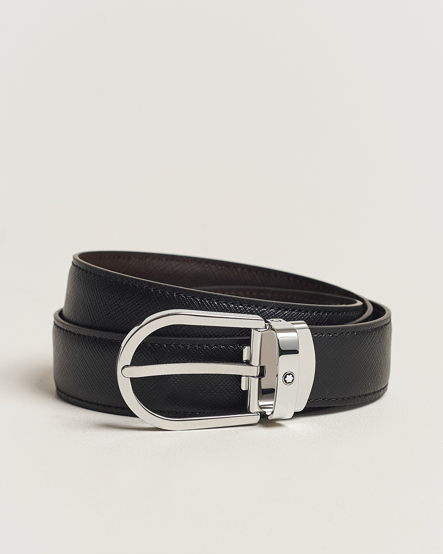 Herren | Montblanc Reversible Saffiano Leather 30mm Belt Black/Brown | Montblanc | Reversible Saffiano Leather 30mm Belt Black/Brown