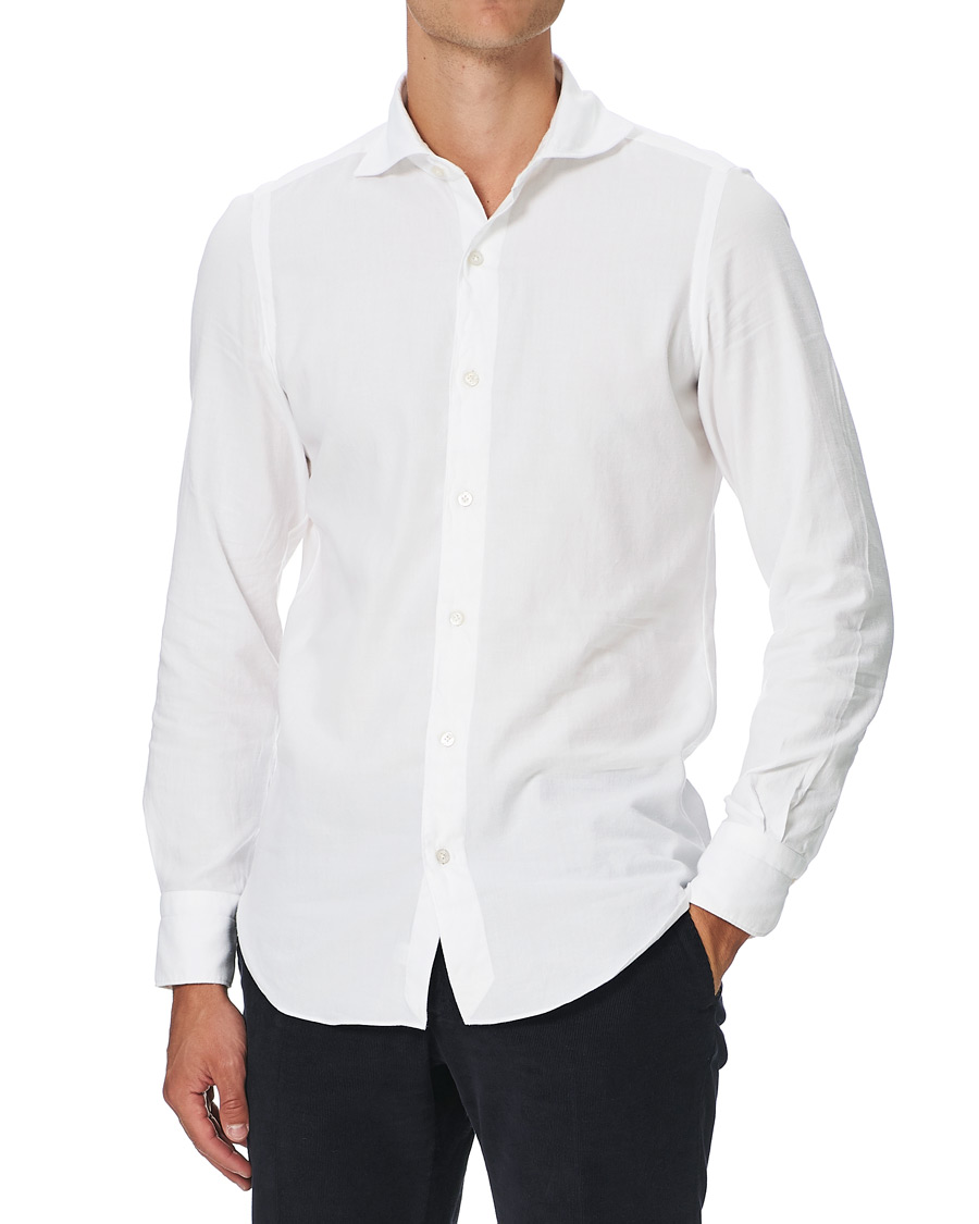Herren | Hemden | Finamore Napoli | Tokyo Slim Fit Flannel Shirt White