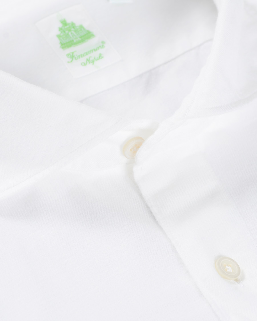 Herren | Hemden | Finamore Napoli | Tokyo Slim Fit Flannel Shirt White