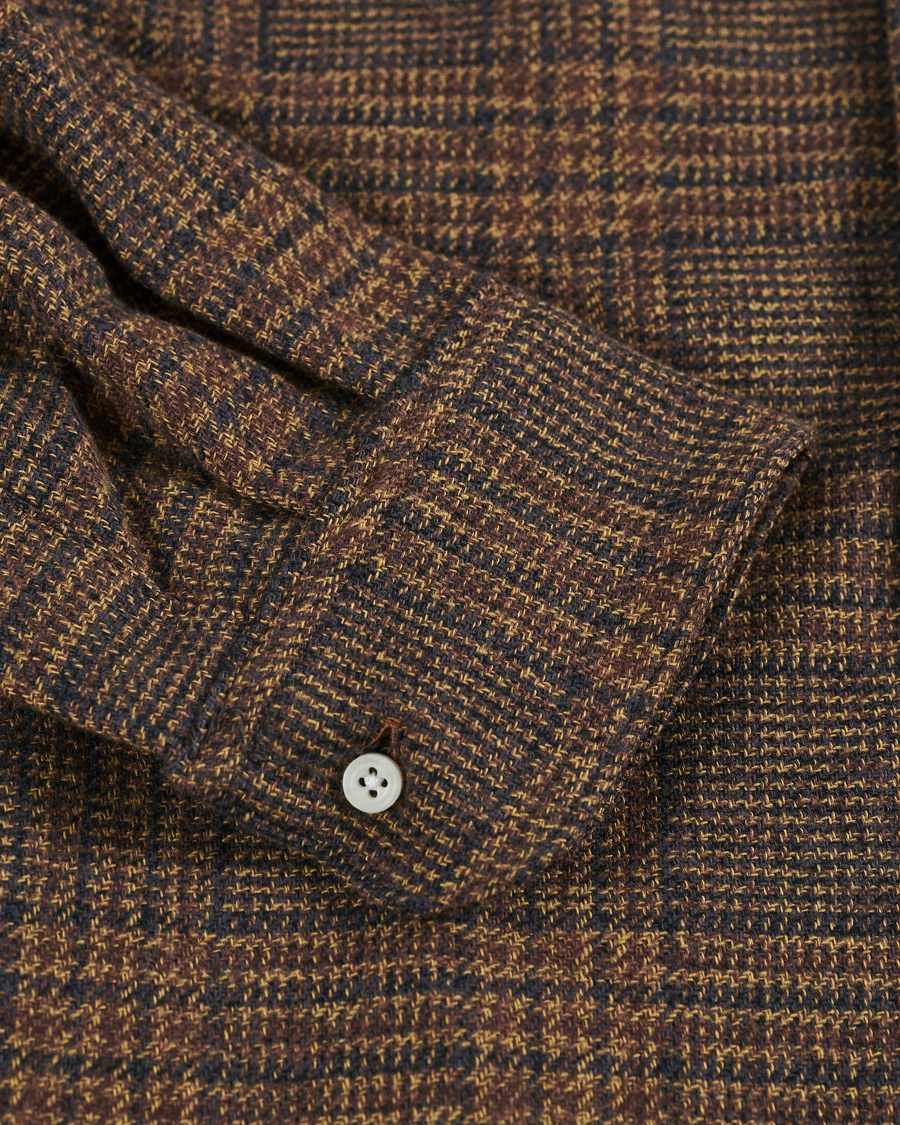 Herren | Hemden | Gitman Vintage | Camp Collar Tweed Check Shirt Brown