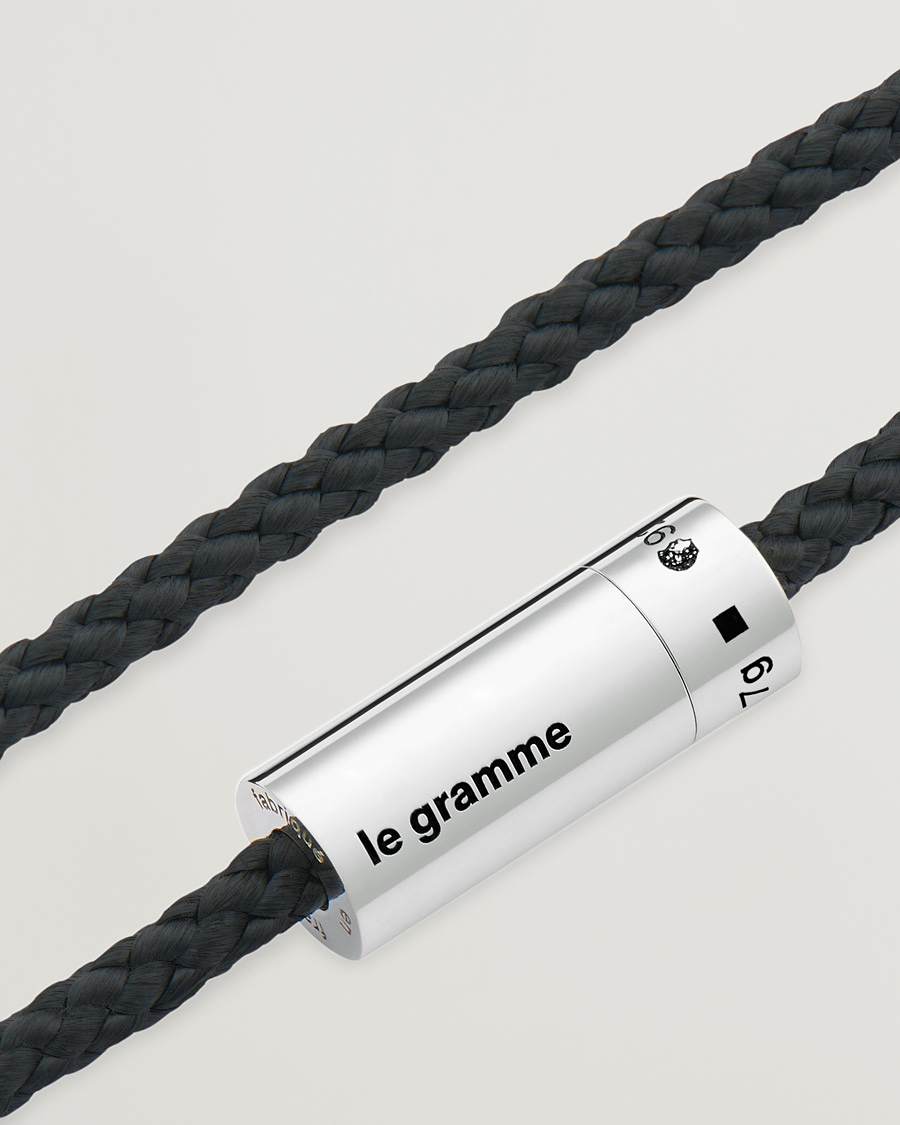 Herren | LE GRAMME Nato Cable Bracelet Black/Sterling Silver 7g | LE GRAMME | Nato Cable Bracelet Black/Sterling Silver 7g