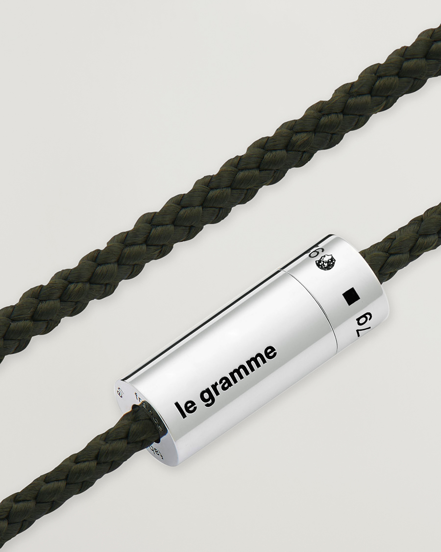 Herren | LE GRAMME Nato Cable Bracelet Khaki/Sterling Silver 7g | LE GRAMME | Nato Cable Bracelet Khaki/Sterling Silver 7g