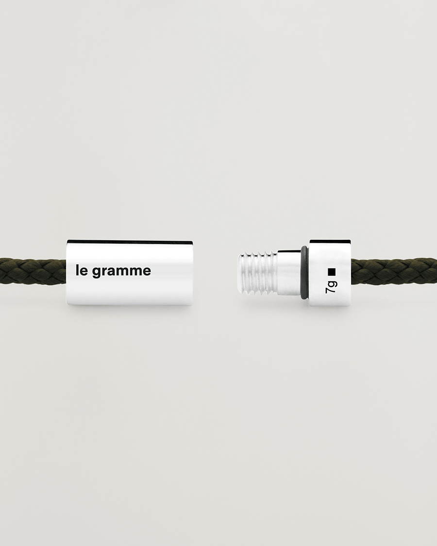 Herren | LE GRAMME Nato Cable Bracelet Khaki/Sterling Silver 7g | LE GRAMME | Nato Cable Bracelet Khaki/Sterling Silver 7g