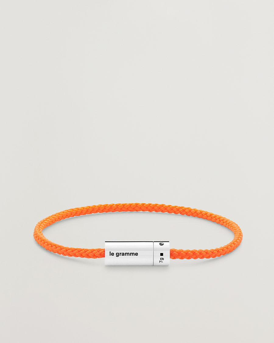 Herren | LE GRAMME Nato Cable Bracelet Orange/Sterling Silver 7g | LE GRAMME | Nato Cable Bracelet Orange/Sterling Silver 7g